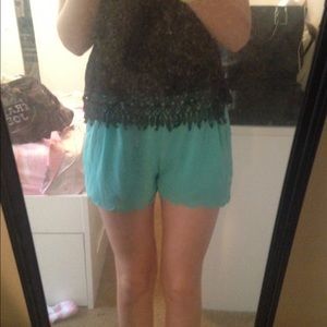 TEAL HIGHWAISTED SHORTS