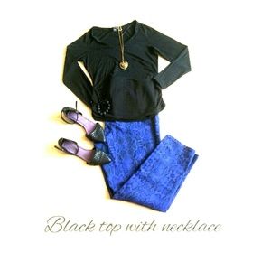 Black Long sleeve shirt and necklace