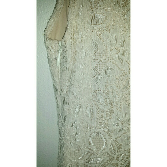 Beige Lace Peplum Dress - Picture 3 of 4