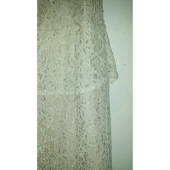Beige Lace Peplum Dress - Picture 4 of 4