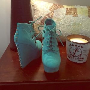 Turquoise studded heels