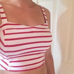 Red & White Striped Crop Top