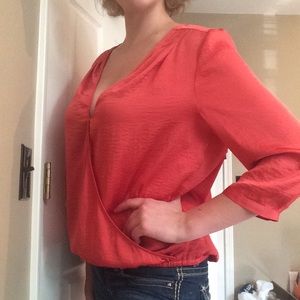 Orange Low Cut Blouse