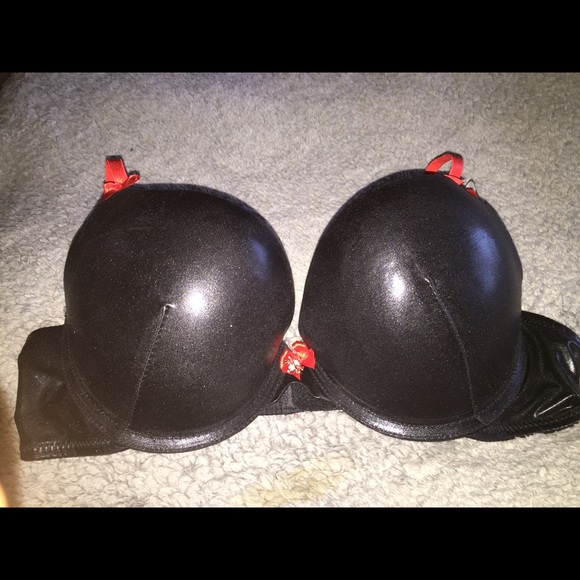 Black Leather Extreme Push Up Bra