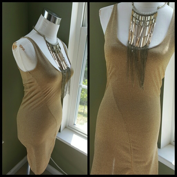 Gold Metallic Mini Dress