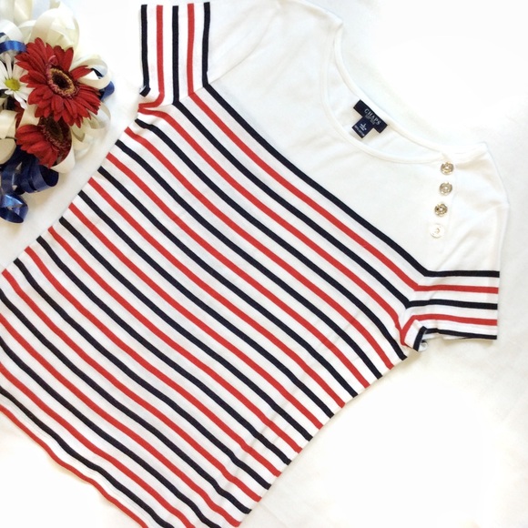 ❗️$5 SALE❗️Blue, Red, White & Silver Striped Shirt