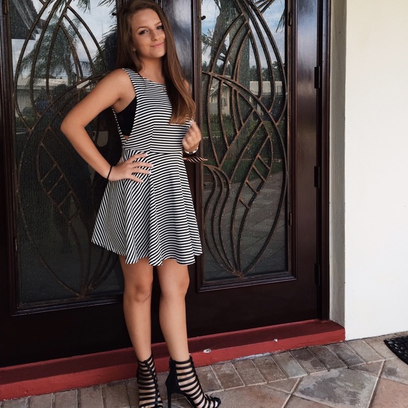 striped flare dress