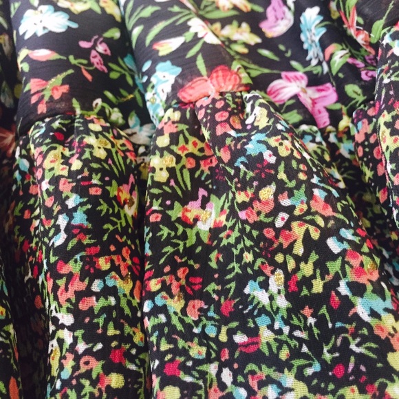 High Waisted Black Floral Boho Skater Skirt - Picture 4 of 4