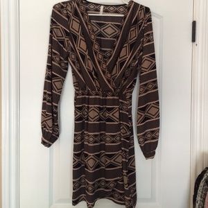 Aztec long sleeve dress