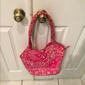 Hot pink twirly birds Vera Bradley beach bag