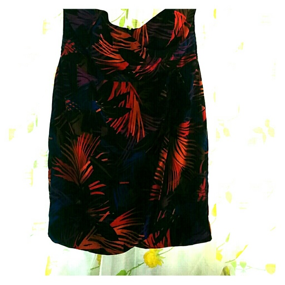 Asos Tropical Strapless Surplice Size 16 Dress