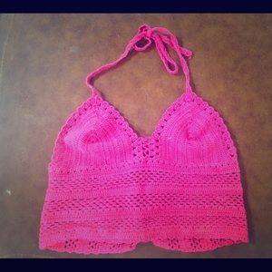 Pink crochet crop top