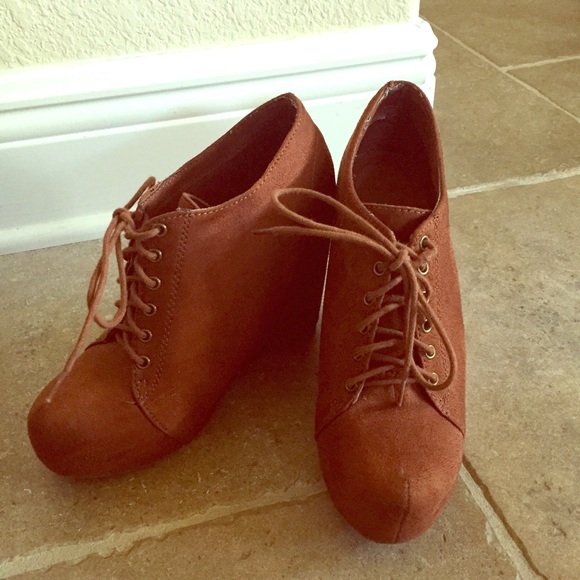 Brown Wedged Booties