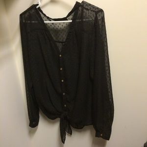 The Limited Black Dotted Button-up Blouse