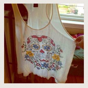 Large racerback top with skull design