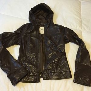 Abercrombie brown leather jacket