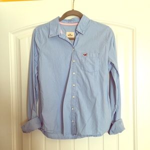 SOLD!! Pinstriped Blue Hollister Button-Down