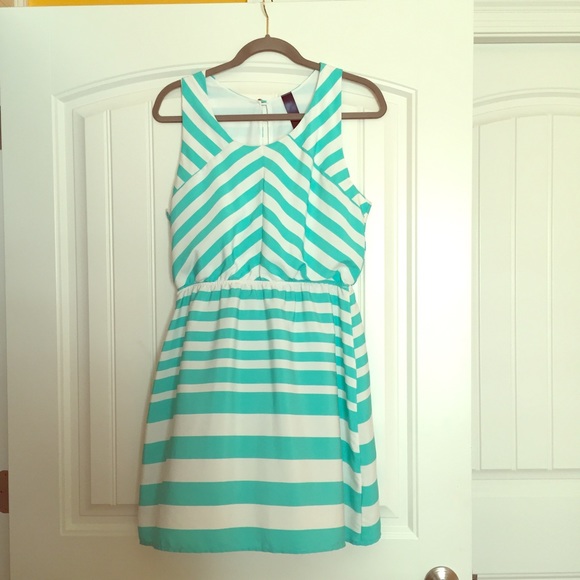 Teal-striped Dress