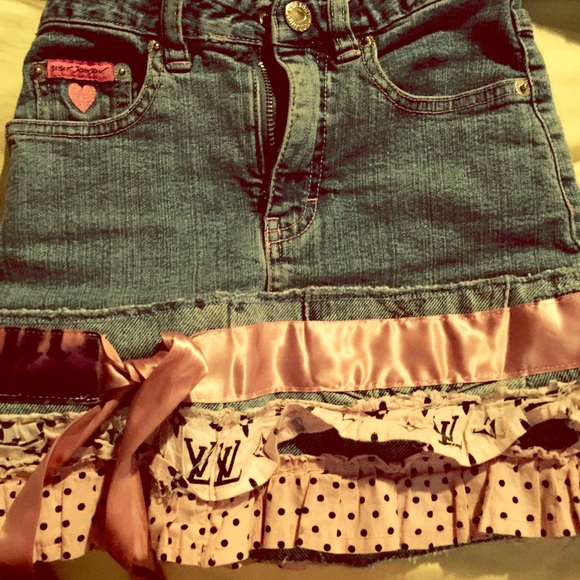 Denim distressed Betsy Johnson Couture skirt