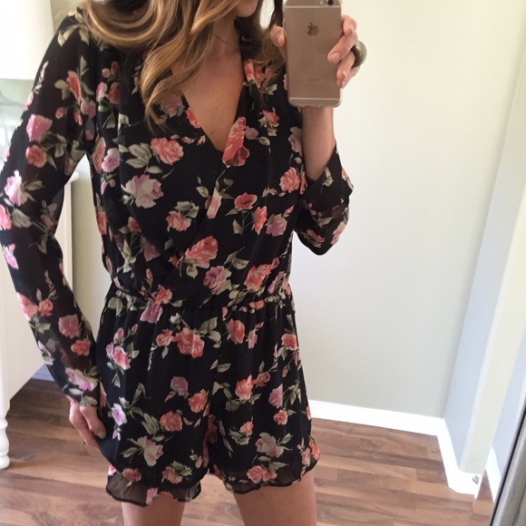 Sold | Black Floral Romper - Picture 4 of 4