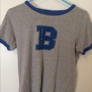 Gray and blue Brooklyn ringer tee