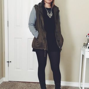 Green and grey mixed fabric jacket