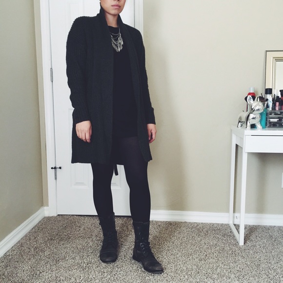 Forest green long cardigan