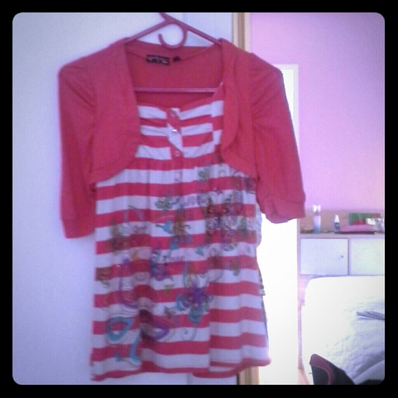 Tempted girls cute butterfly jeweled top