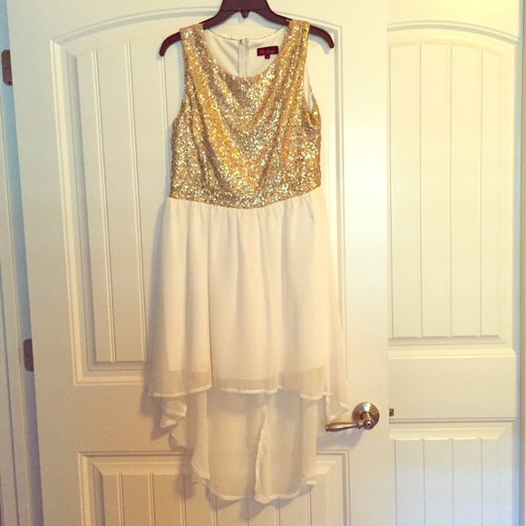 Sequined Gold High-Low Dress
