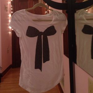 American Eagle White with Black Bow Tee