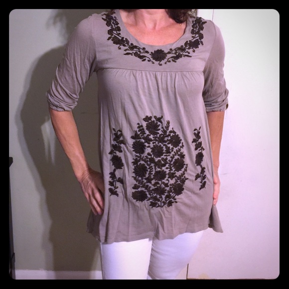Embroidered Peasant Top
