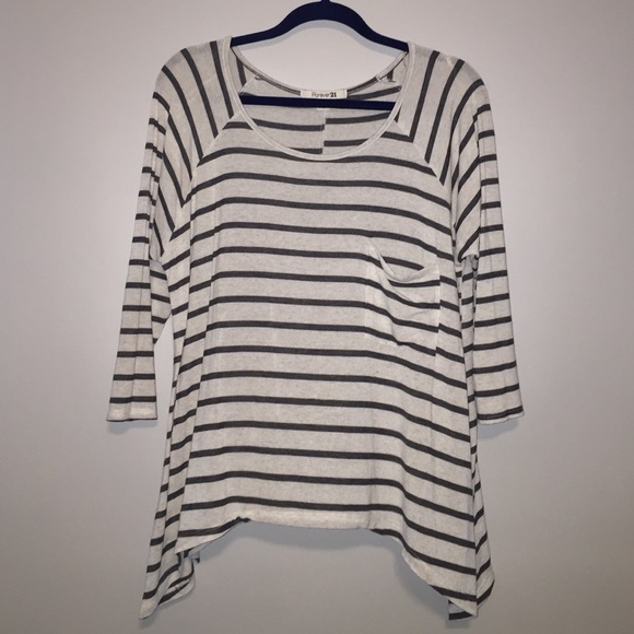 3/4 sleeve striped shirt