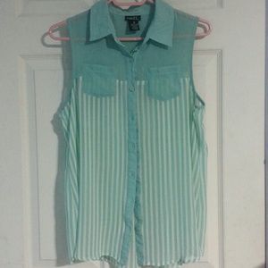 Rue 21 Sheer Mint Pinstriped Vest Top