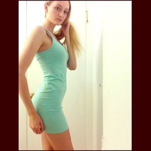 Light green cotton body con dress from PINK