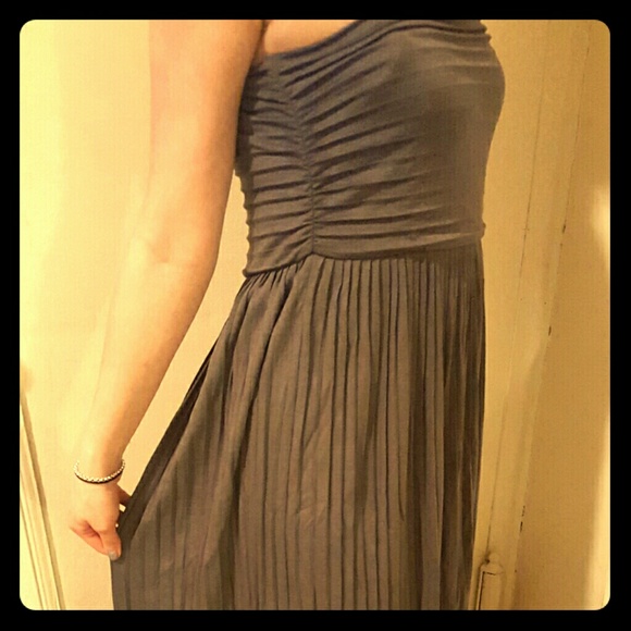 Gray Strapless High-Low dress