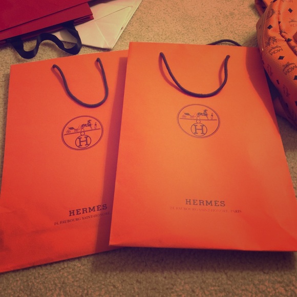 2 hermes medium shopping bag ( for shoes)