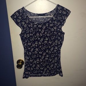 Chaps Navy Floral Sleeveless Top