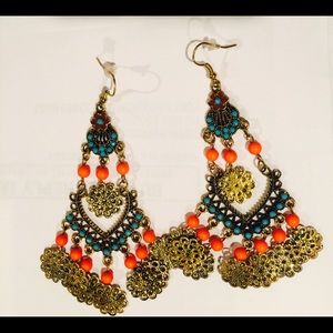 Lovely Burnished Gold Ethnic Inspired Earrings