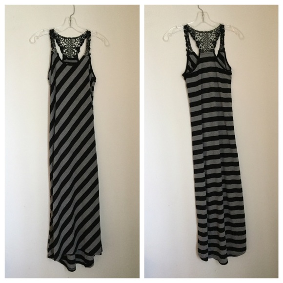 Just Love Gray & Black Striped Maxi Dress