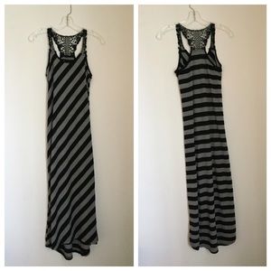 Just Love Gray & Black Striped Maxi Dress