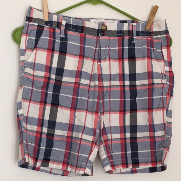 Aeropostale Plaid Shorts - Navy, White, Pink/Peach
