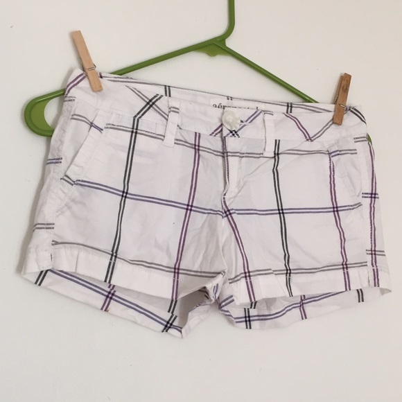 Aeropostale White Plaid/Stripe Shorts