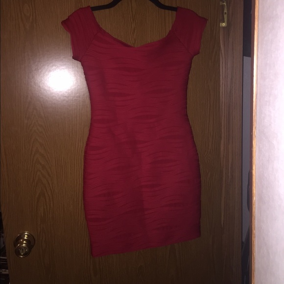 red skin tight dress