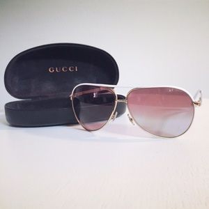 100% Authentic Gucci White Aviator Sunglasses