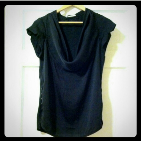Black cowl neck top