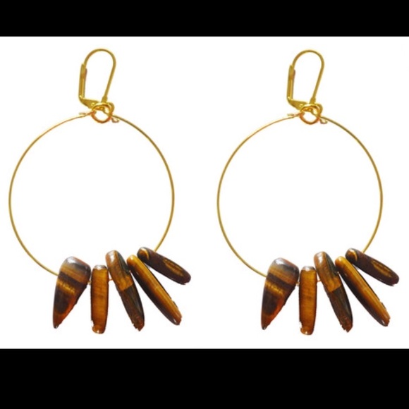 tiger eye stone hoop earrings