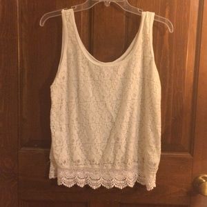 Trendy Cream Lace Tank Top