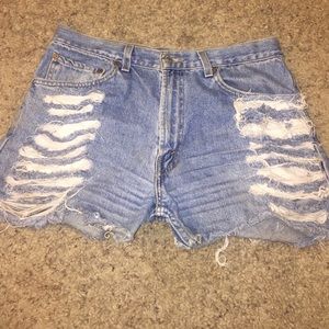 Medium wash DIY high waisted shorts