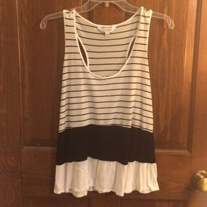 Charming Charlie Black and White Striped Tank Top