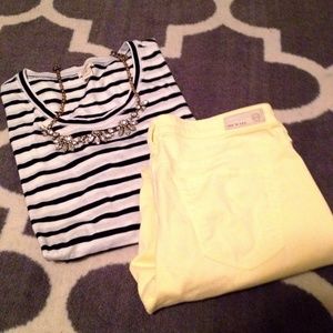 AG Pale Yellow Crop Jeans Sz 28